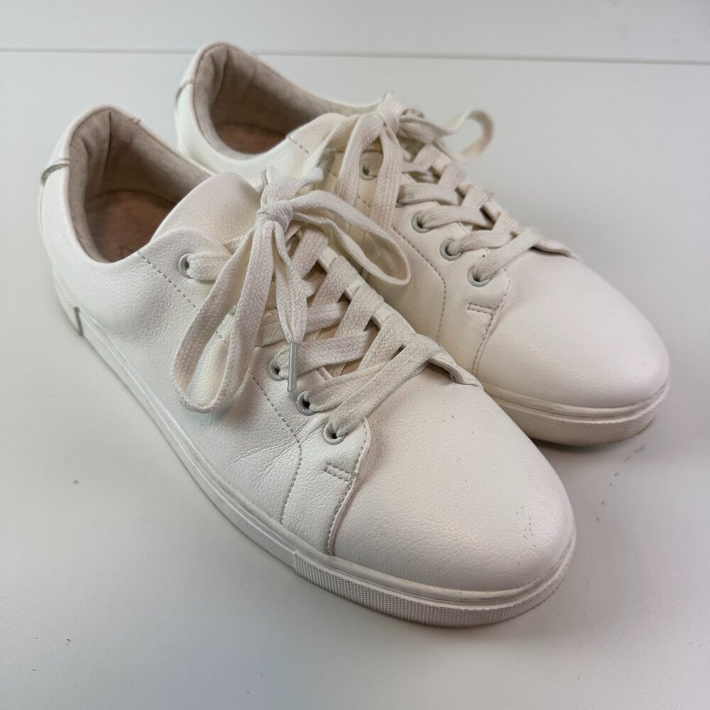 Joie Harvard Sneakers Womens 10 white lace up faux leather